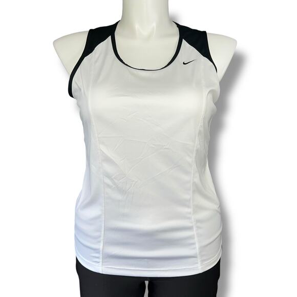 Nike Performance Womens Athletic Tank Top Pullover Sleeveless White Black XL - Picture 1 of 9